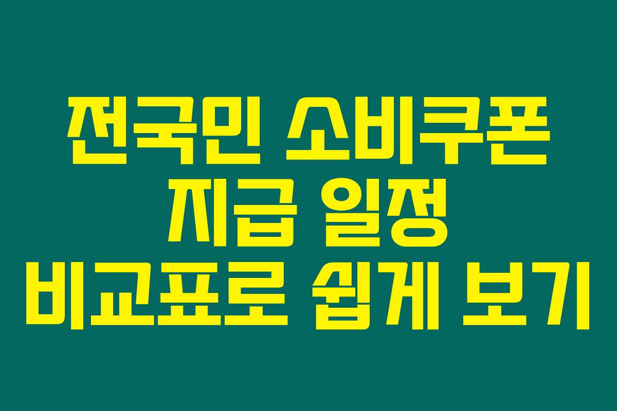 전국민 소비쿠폰 지급 일정 비교표로 쉽게 보기