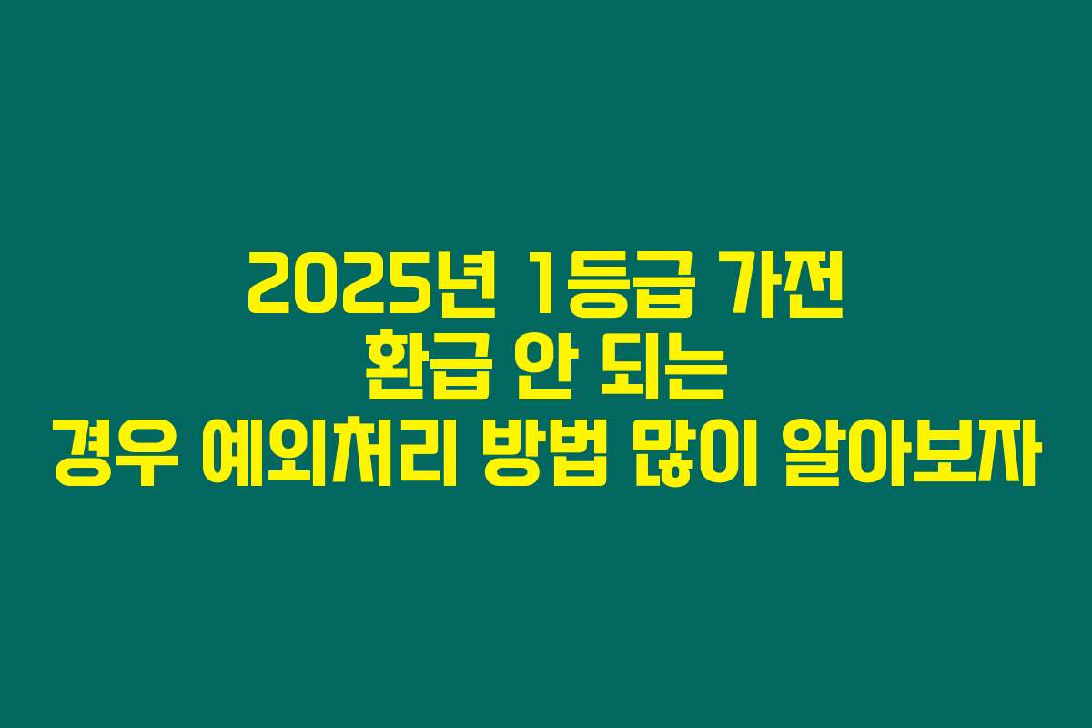 2025년 1등급 가전 환급 안 되는 경우 예외처리 방법 많이 알아보자 2025년 1등급 가전 환급 안 되는 경우 예외처리 방법 많이 알아보자