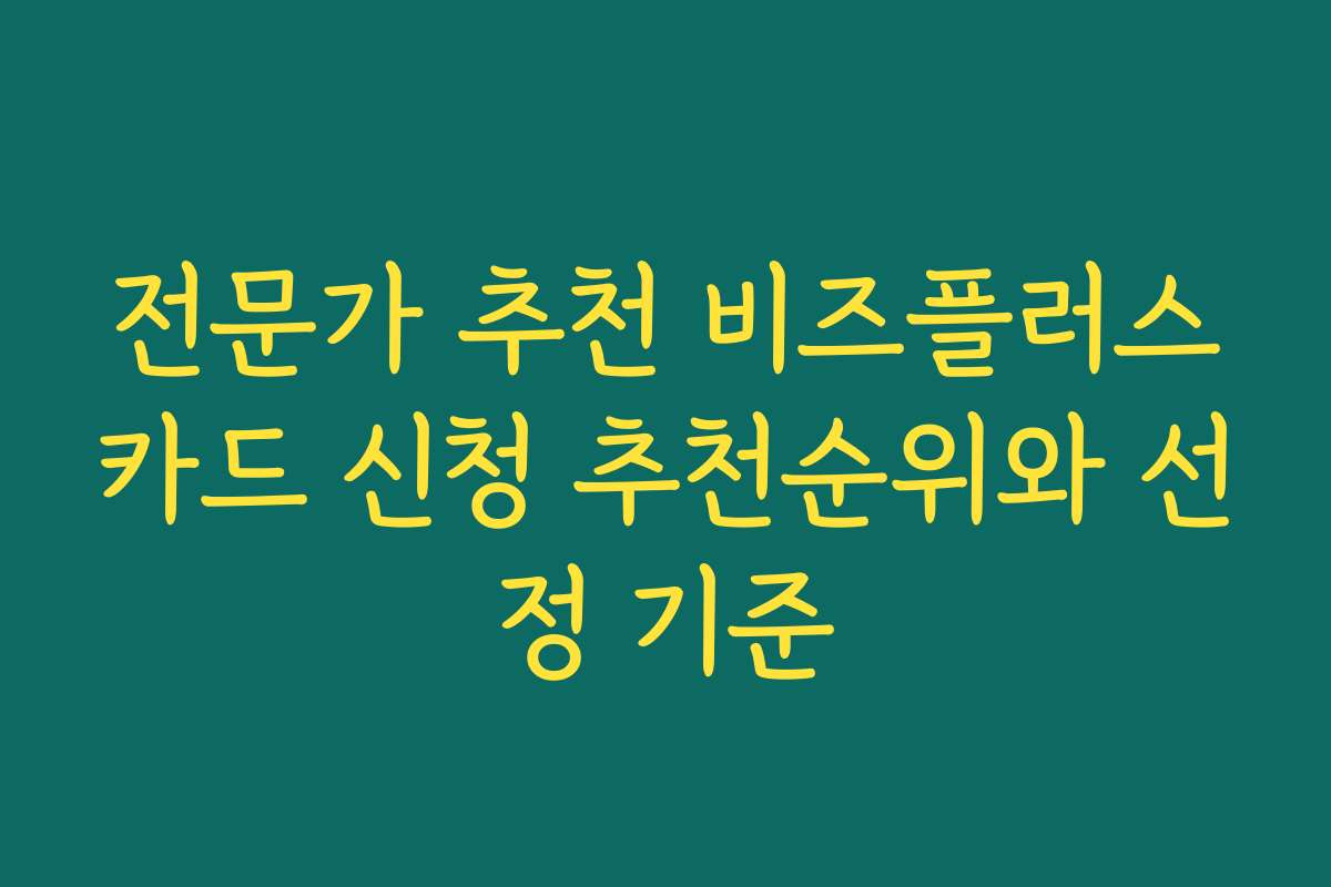 전문가 추천 비즈플러스카드 신청 추천순위와 선정 기준