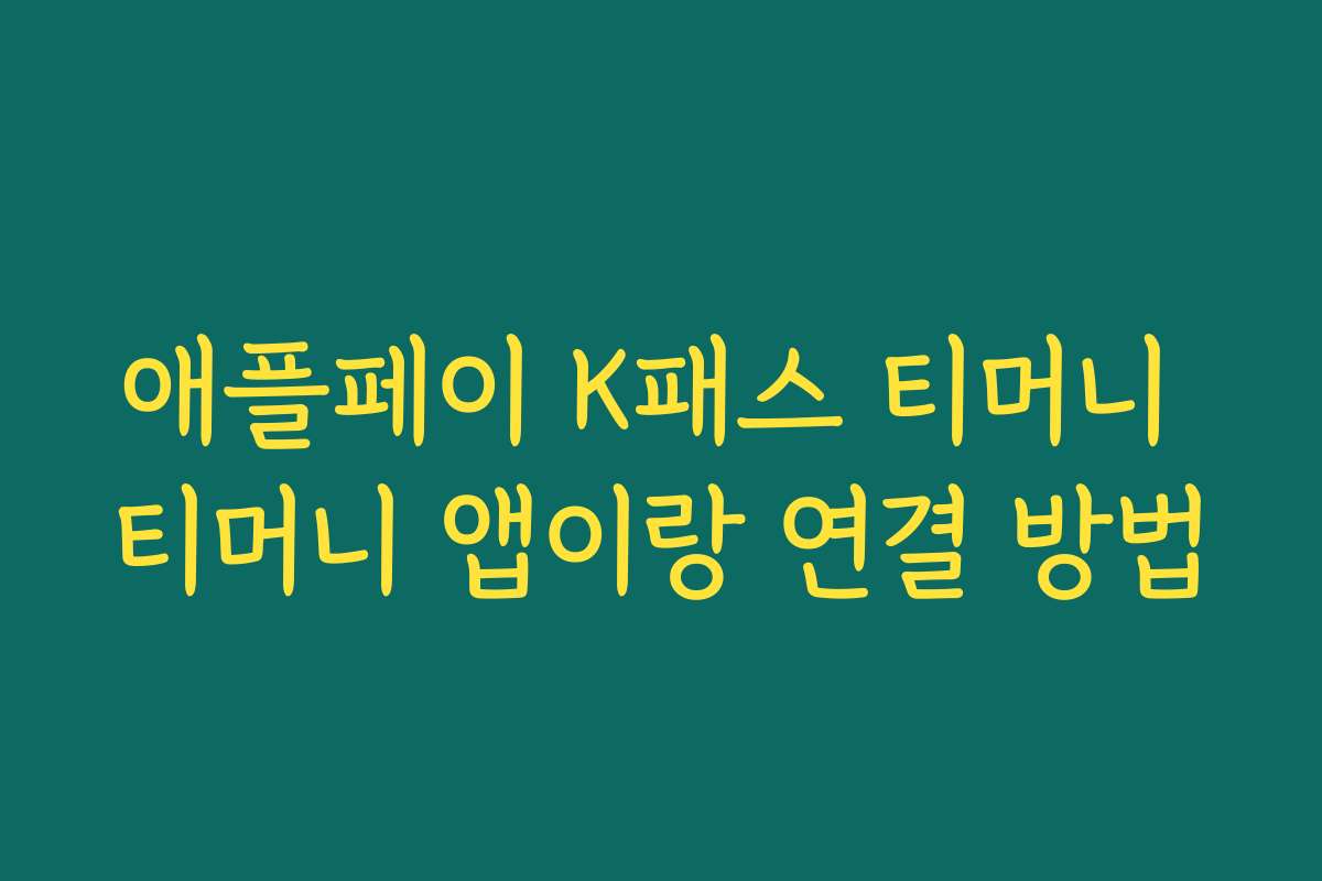 애플페이 K패스 티머니 티머니 앱이랑 연결 방법 애플페이 K패스 티머니 티머니 앱이랑 연결 방법