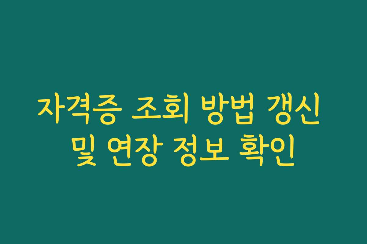 자격증 조회 방법 갱신 및 연장 정보 확인 자격증 조회 방법 갱신 및 연장 정보 확인