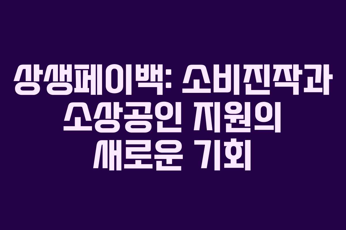 상생페이백: 소비진작과 소상공인 지원의 새로운 기회 상생페이백: 소비진작과 소상공인 지원의 새로운 기회